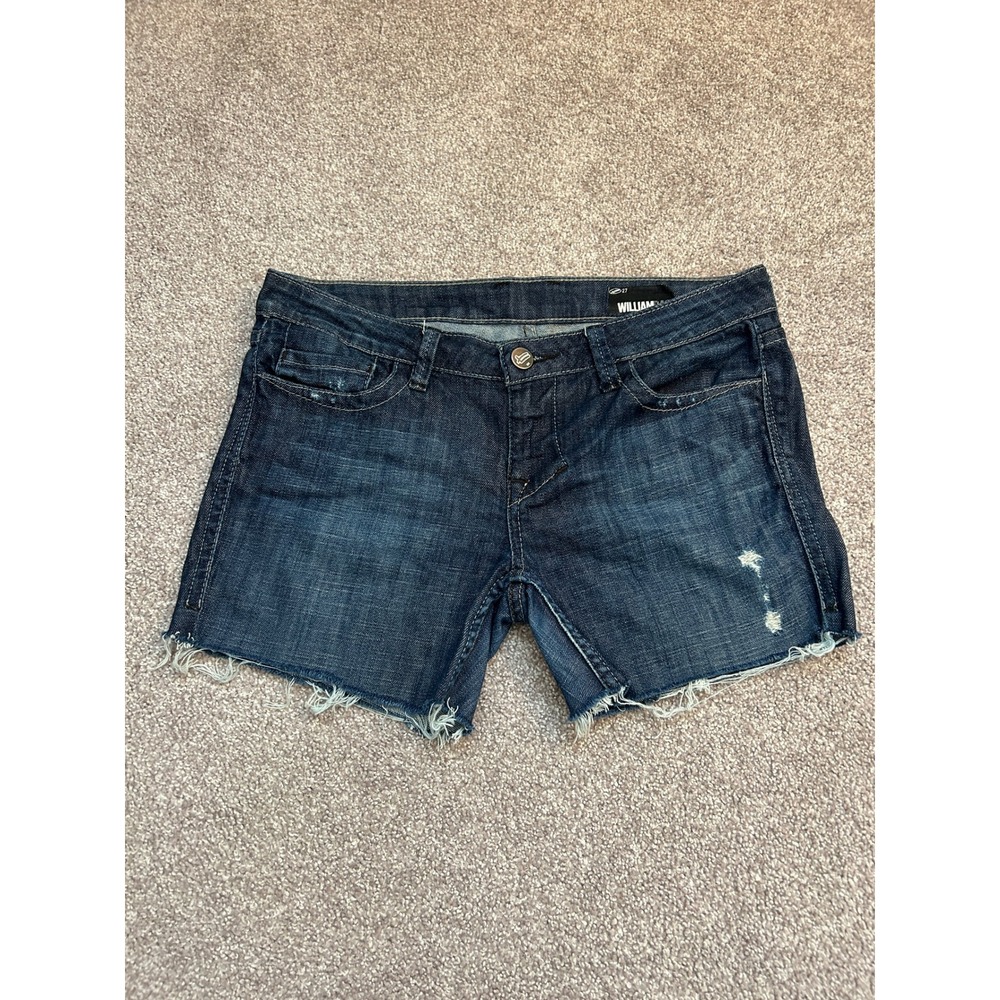 William Rast Denim Shorts Womens 27 Blue Excellent Distressed Cut Off Frayed Hem